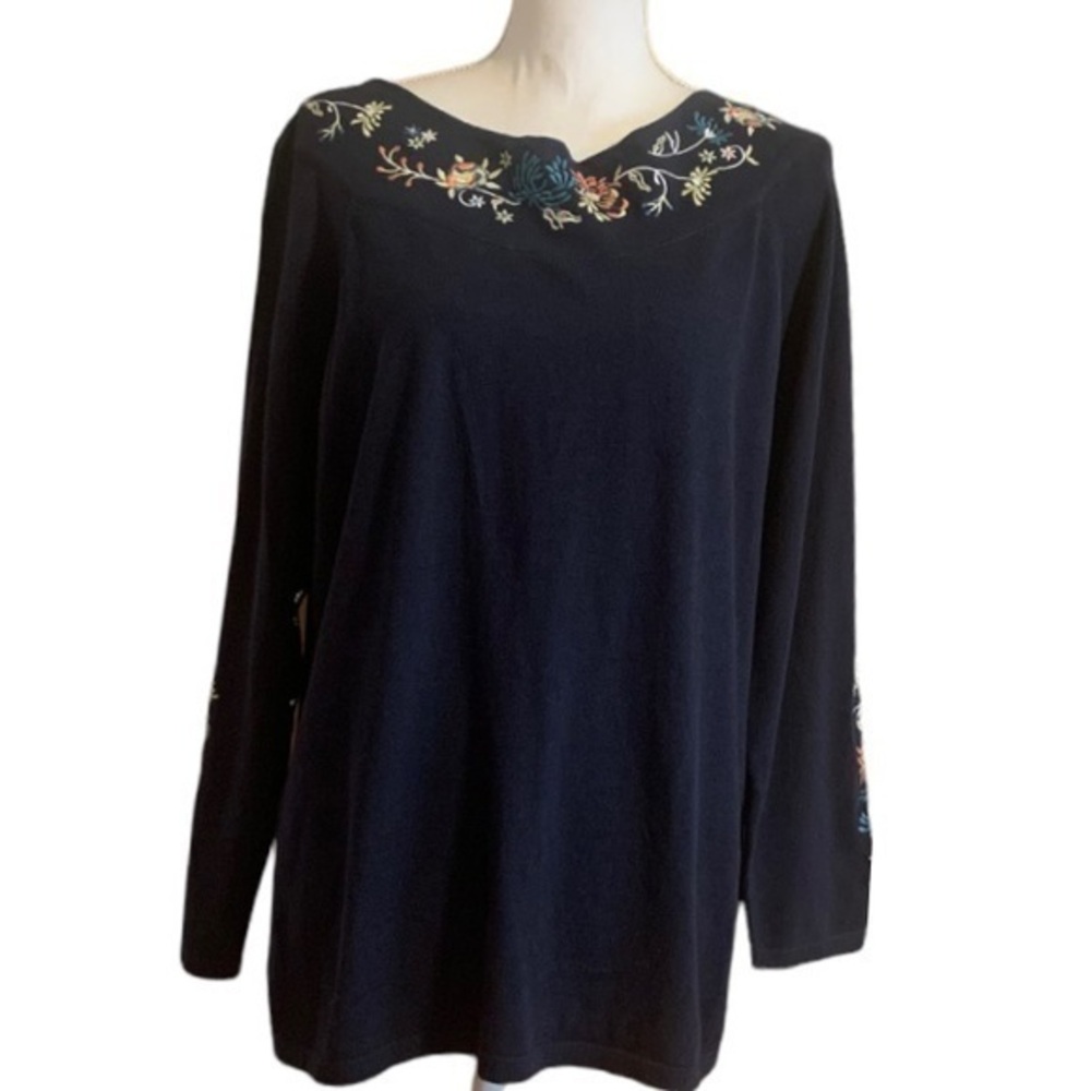 Christopher & Banks Navy Blue Embroidered Sweater